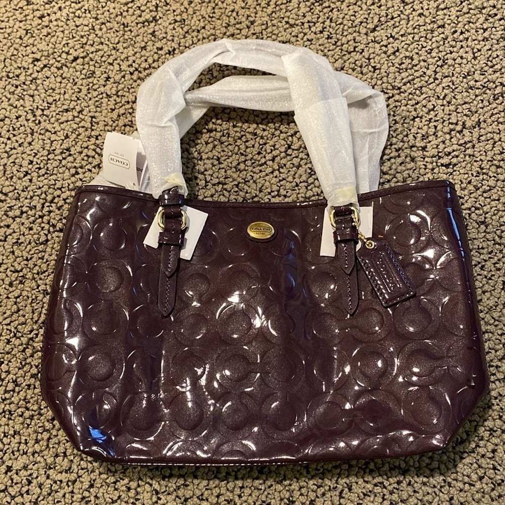 NWT Coach Purple Patent Leather Mini Tote